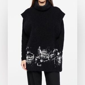 Sarah Pacini Made in Italy Merino Wool knitted funnel neck sweater vest One Size